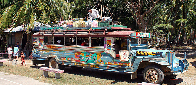 An image of a colourful old bus in Manila