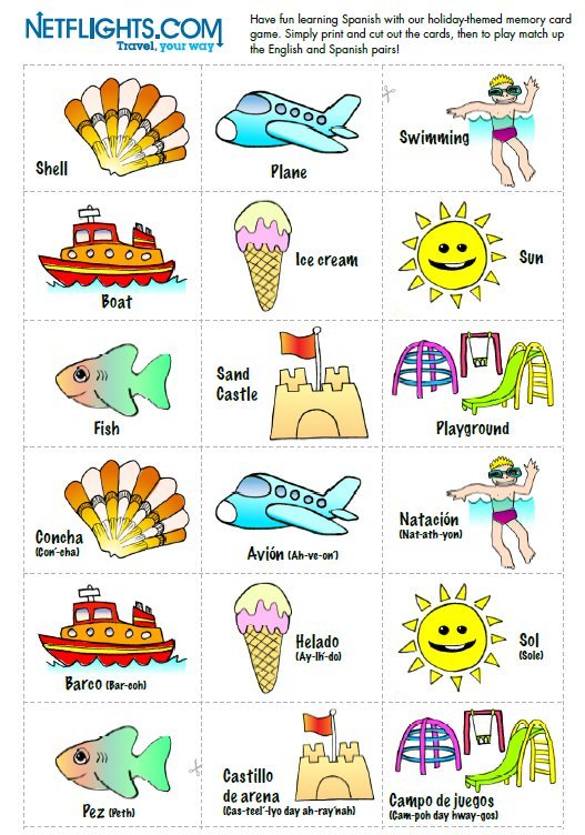 Memory Cards For Kids Spanish Blog