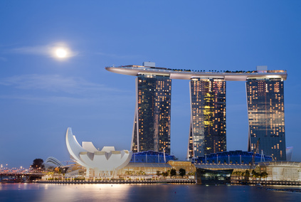 Moon over Marina Bay Sands