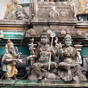 Traditonal sculpture on Indian temple in little India