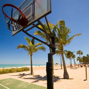 Beach with basketball court