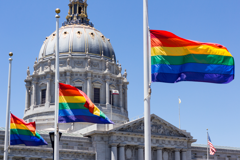 Pride flags at City Hall