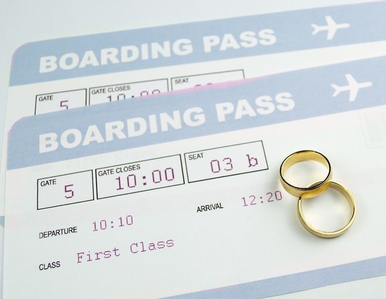 wedding bands boarding passes