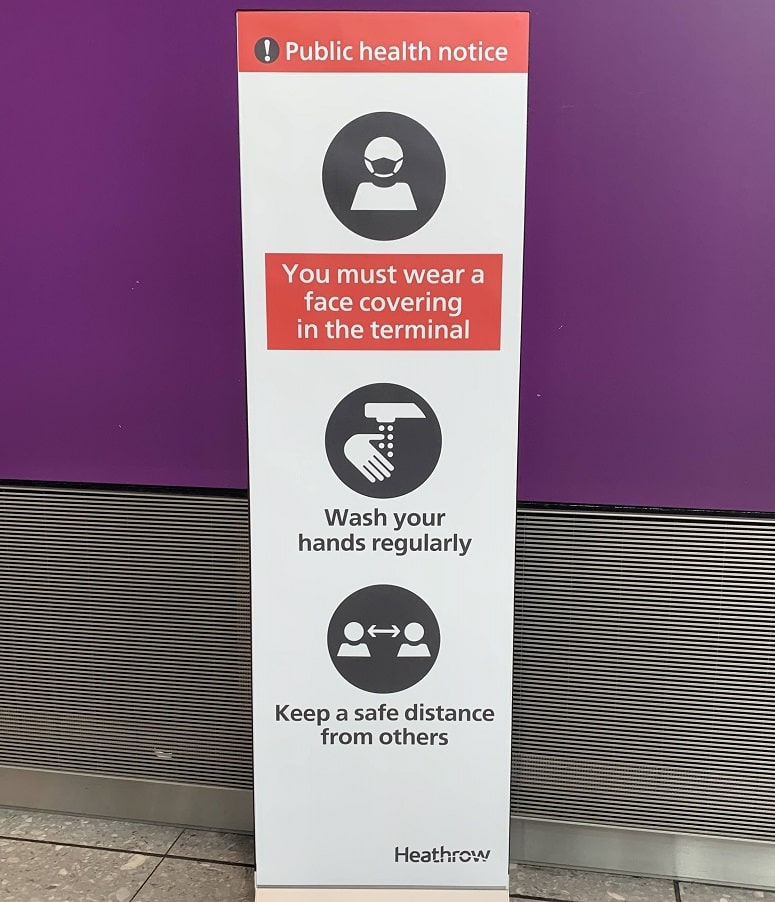 Terminal 5 hygiene sign