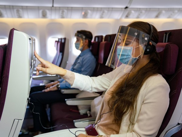 flying during pandemic with mask visor