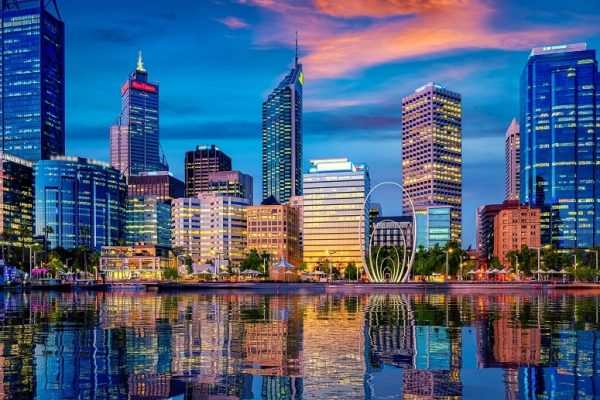 Perth skyline at sunset