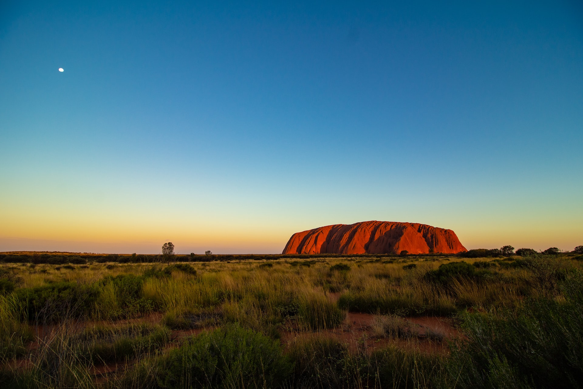 An image of the Uluru rock in the Uluru-Kata Tjuta National Park in Australia.