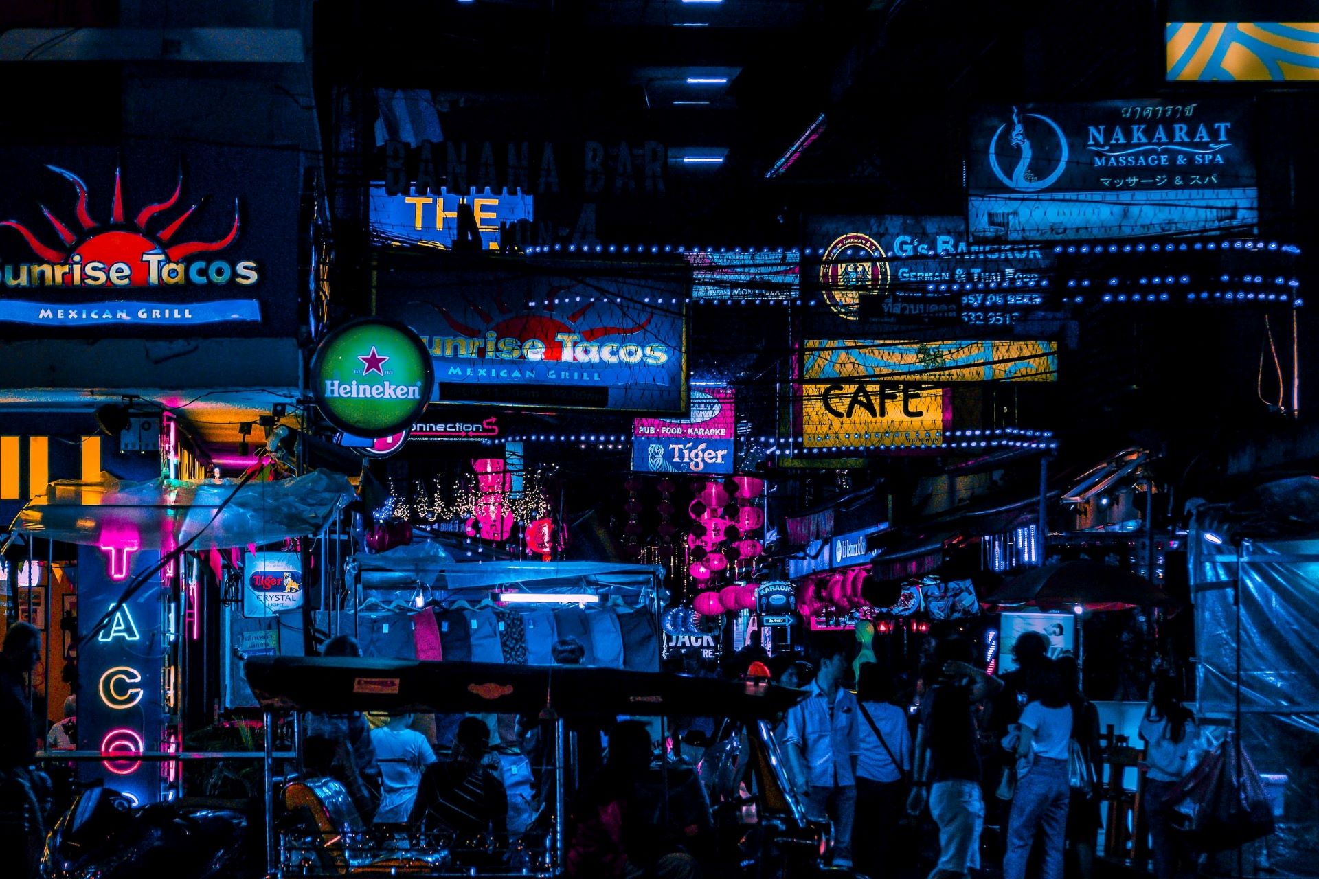 A nightlife scene in Bangkok.