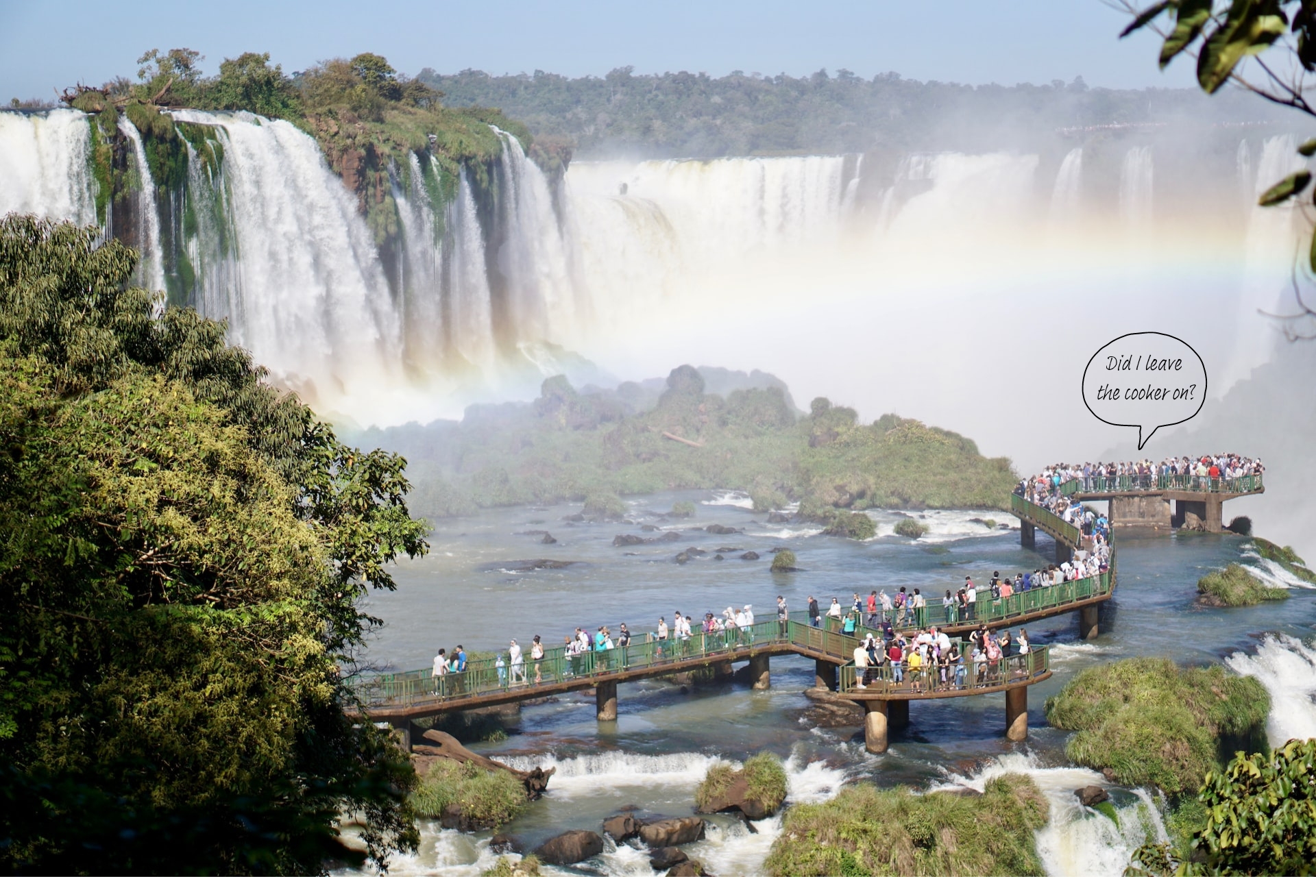 Iguazu Falls, on the border between Argentina and Brazil.