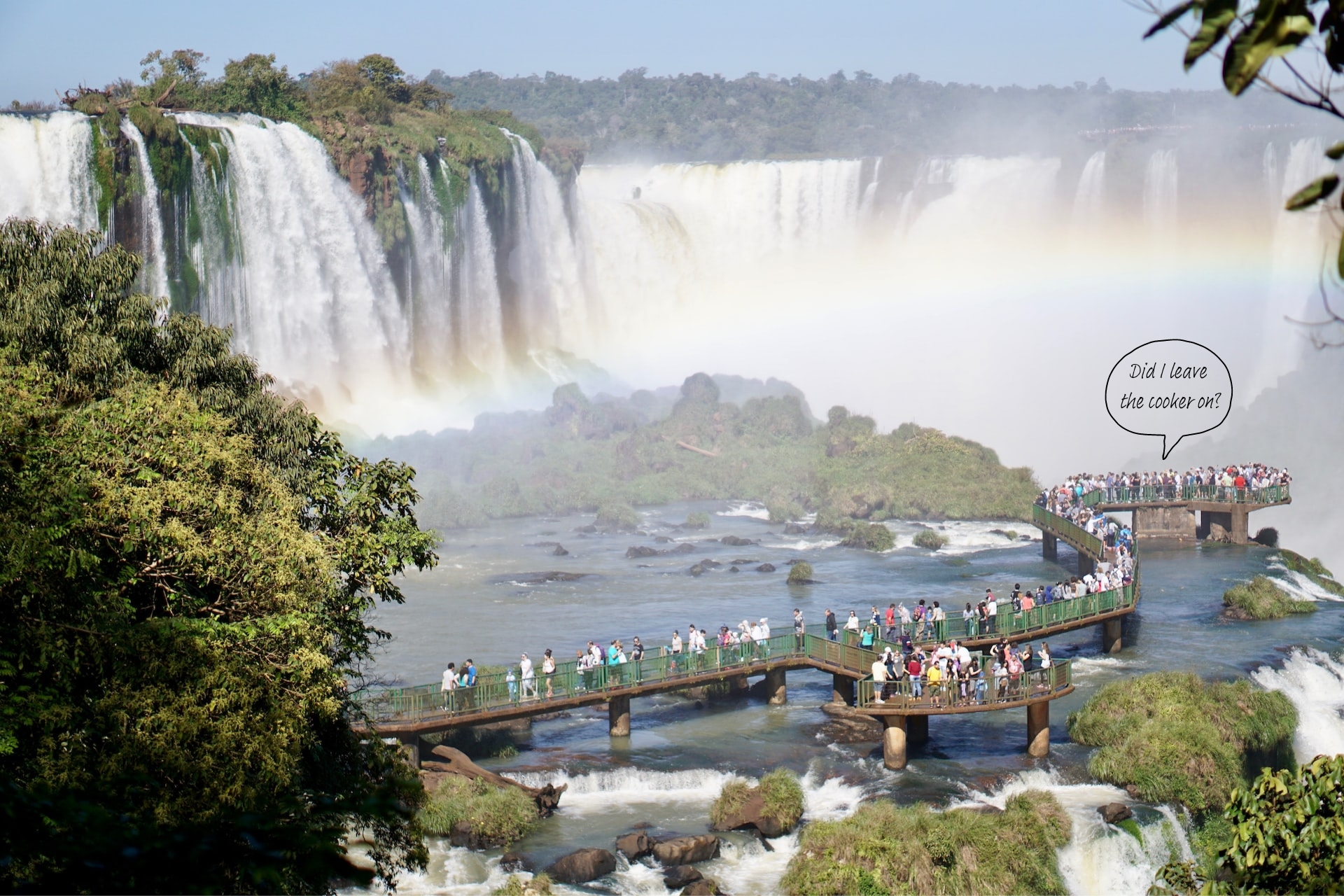 Iguazu Falls, on the border between Argentina and Brazil.