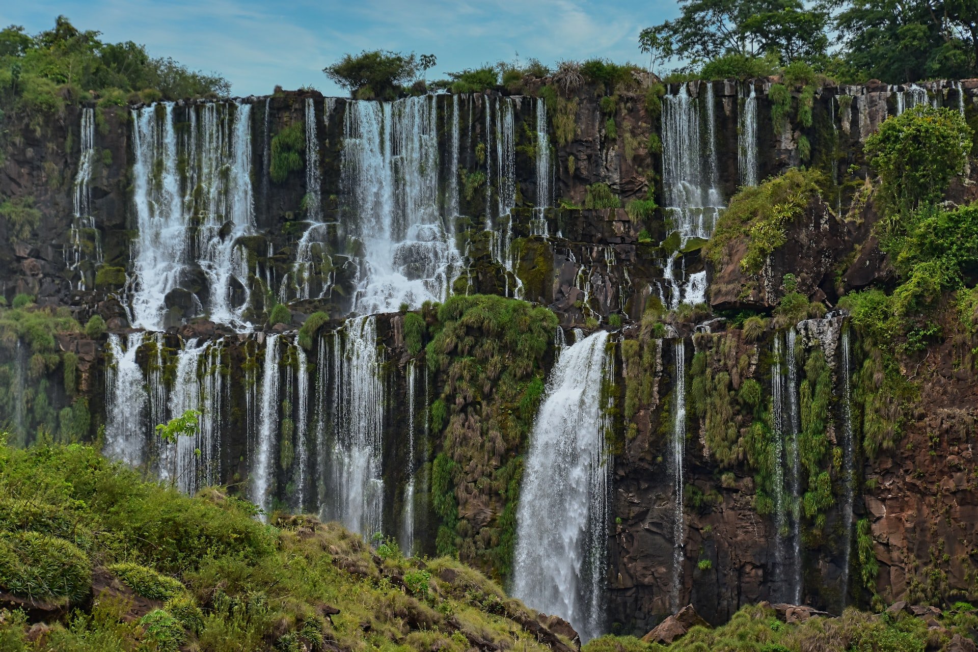 Iguazu Falls, on the border between Argentina and Brazil.