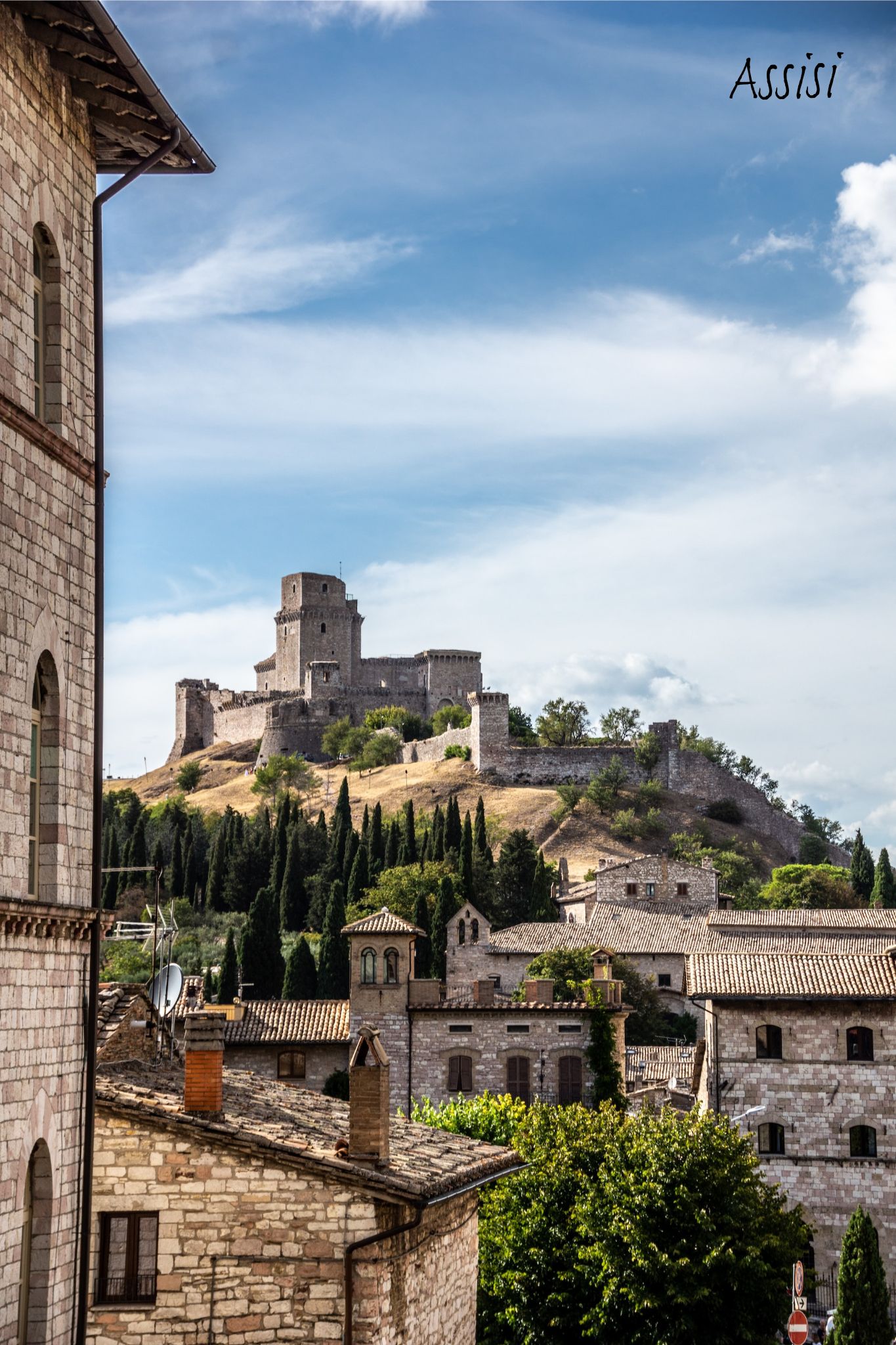 The hilltop town of Assisi, in the Province of Perugia, in the Umbria region.