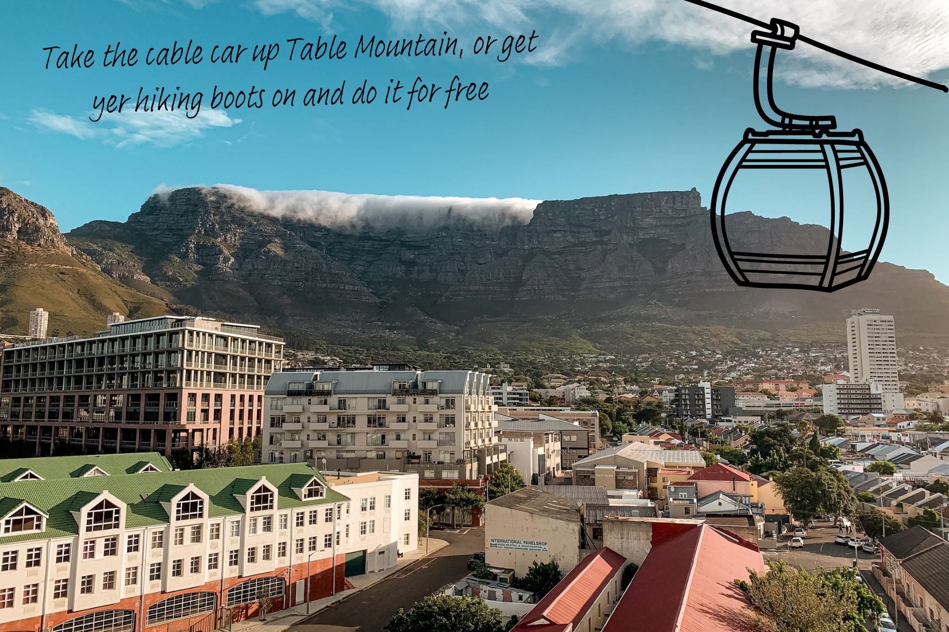 The city of Cape Town, with Table Mountain looming in the background.