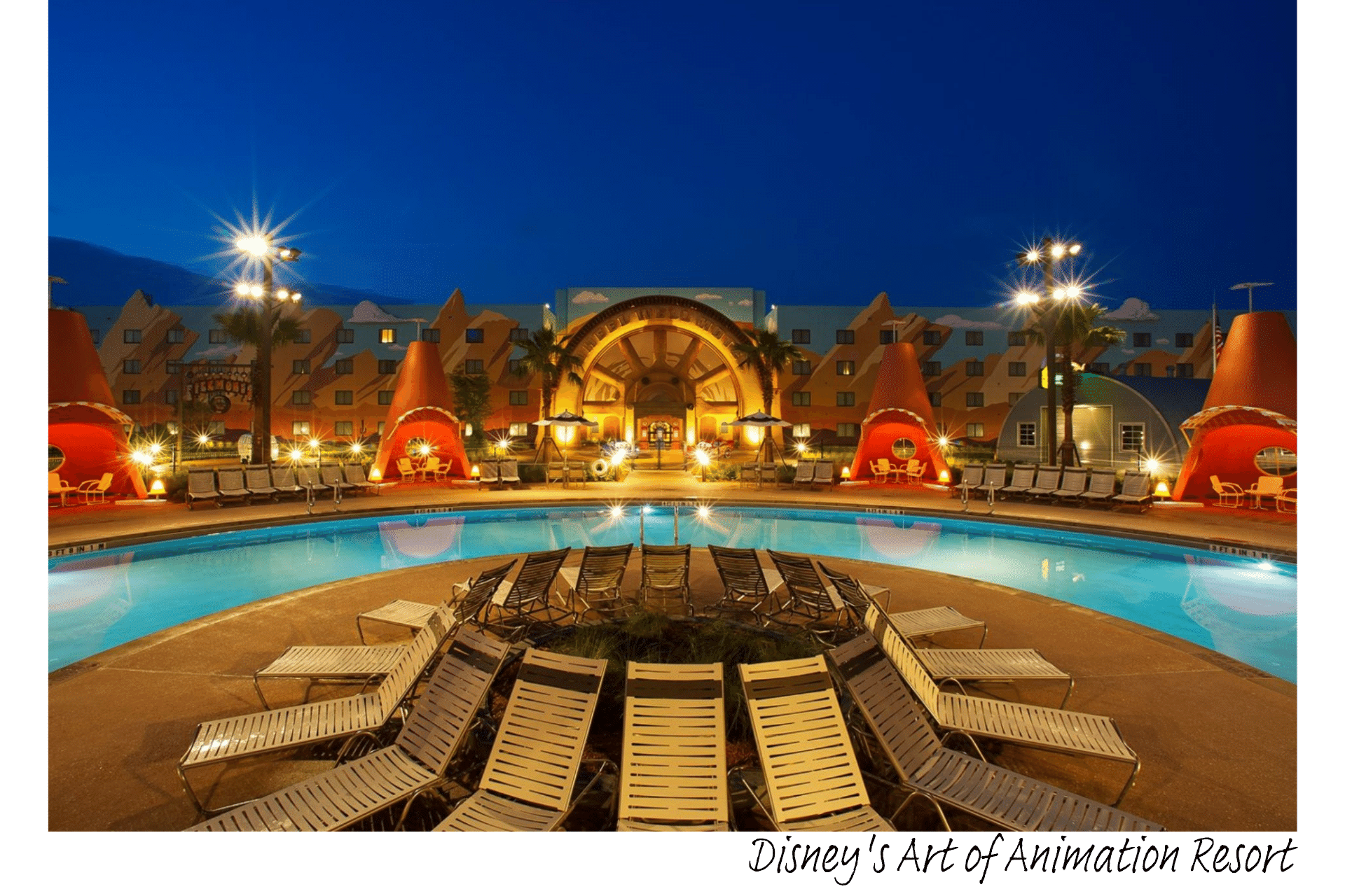 The pool at Disney's Art of Animation Resort at Walt Disney World Resort, Florida.