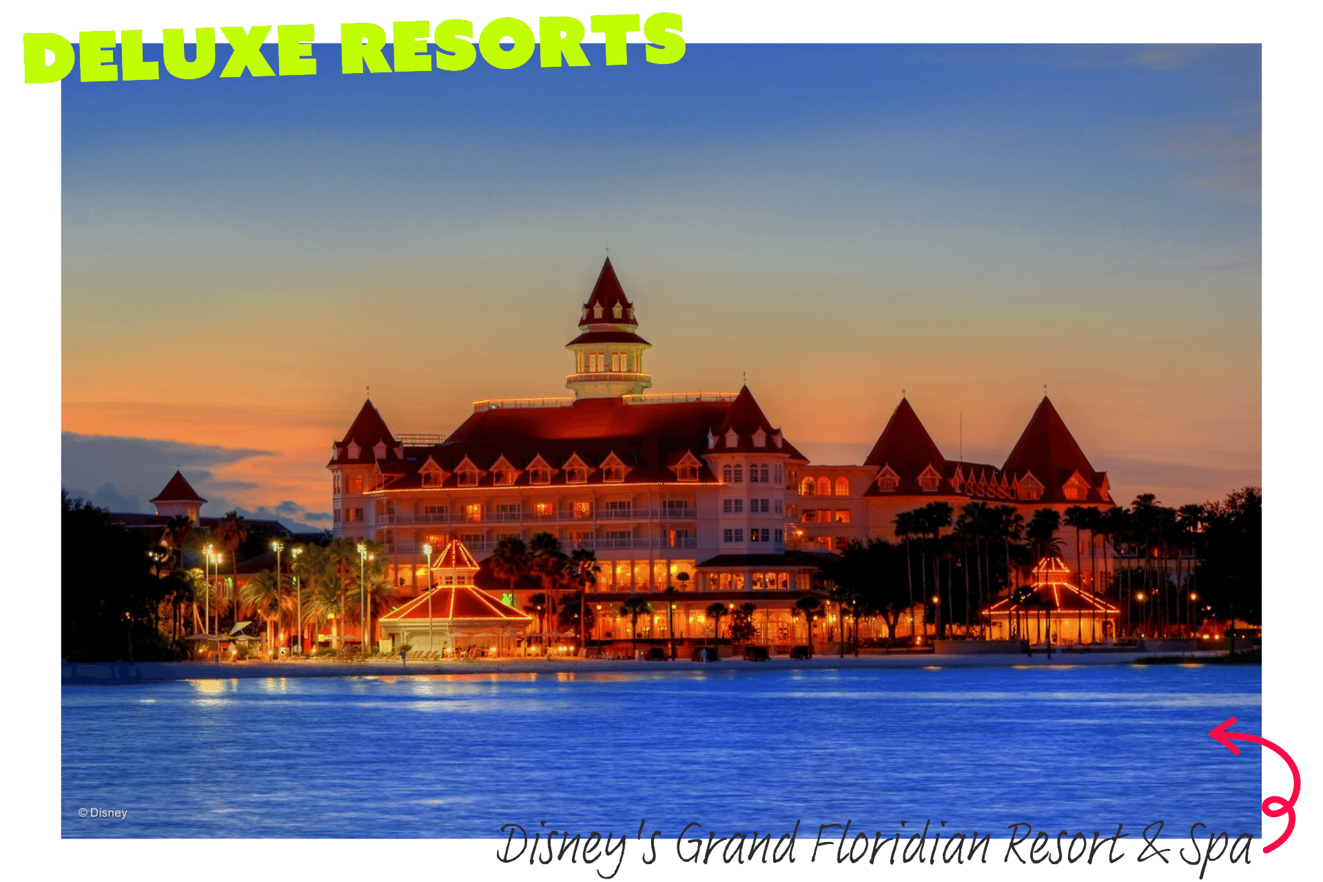 Disney's Grand Floridian Resort & Spa at sunset.