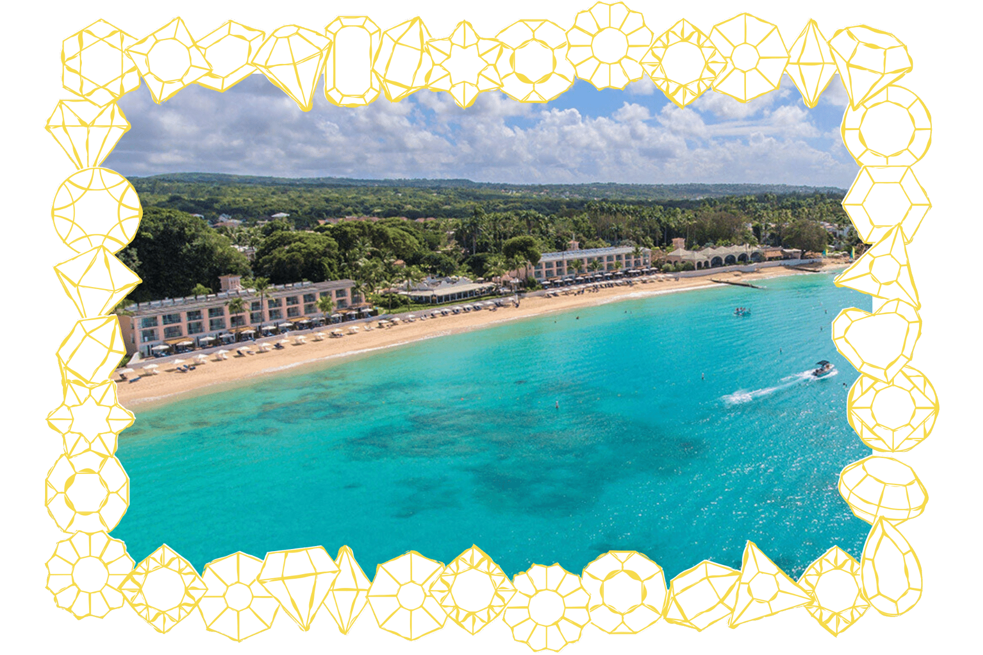 The Fairmont Royal Pavilion is a luxury hotel in Barbados: an exterior shot of the hotel which sits directly on the beach.