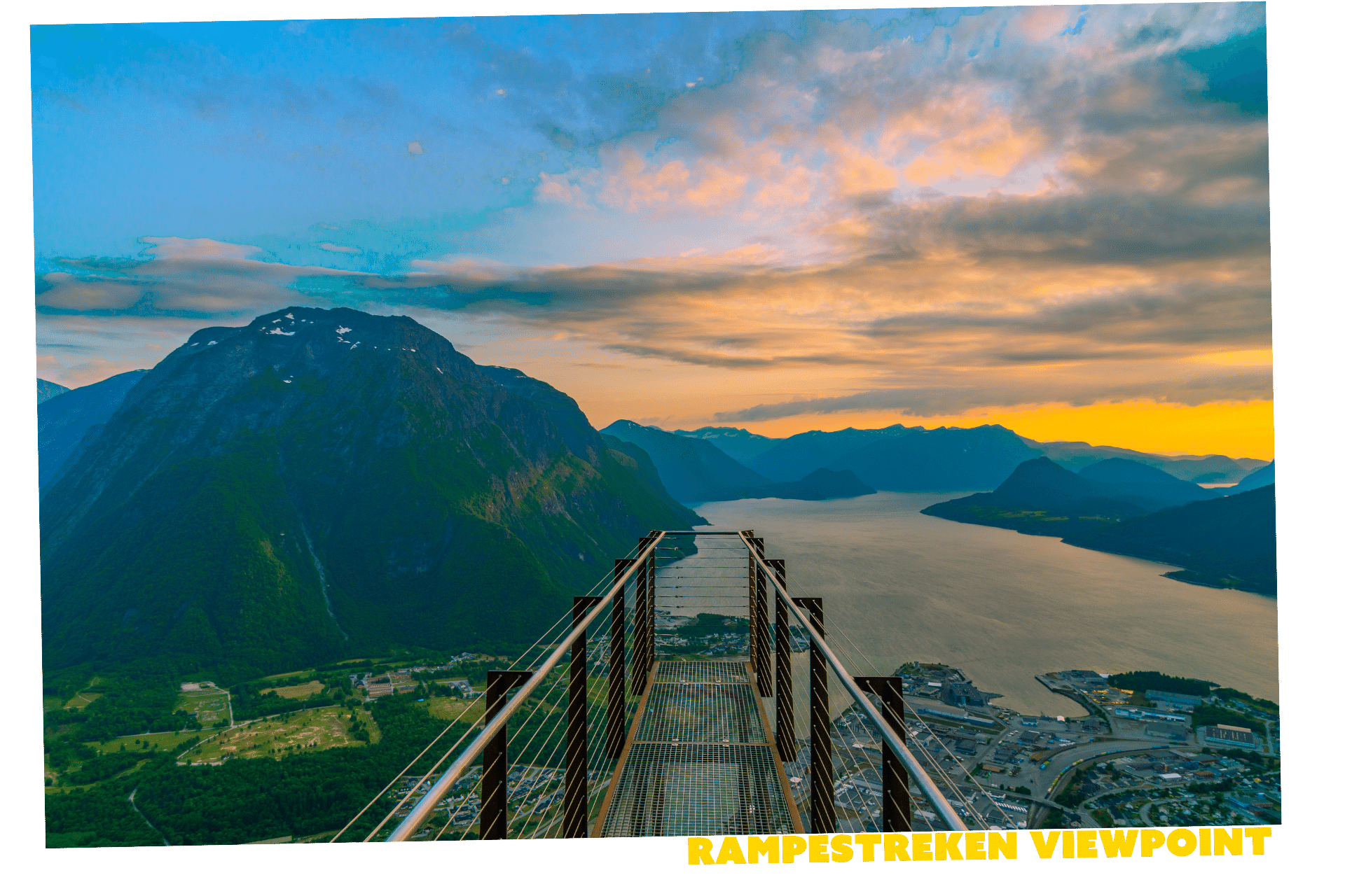 The view from the Rampestreken Viewpoint in Andalsnes - one of the Mission Impossible 7 filming locations