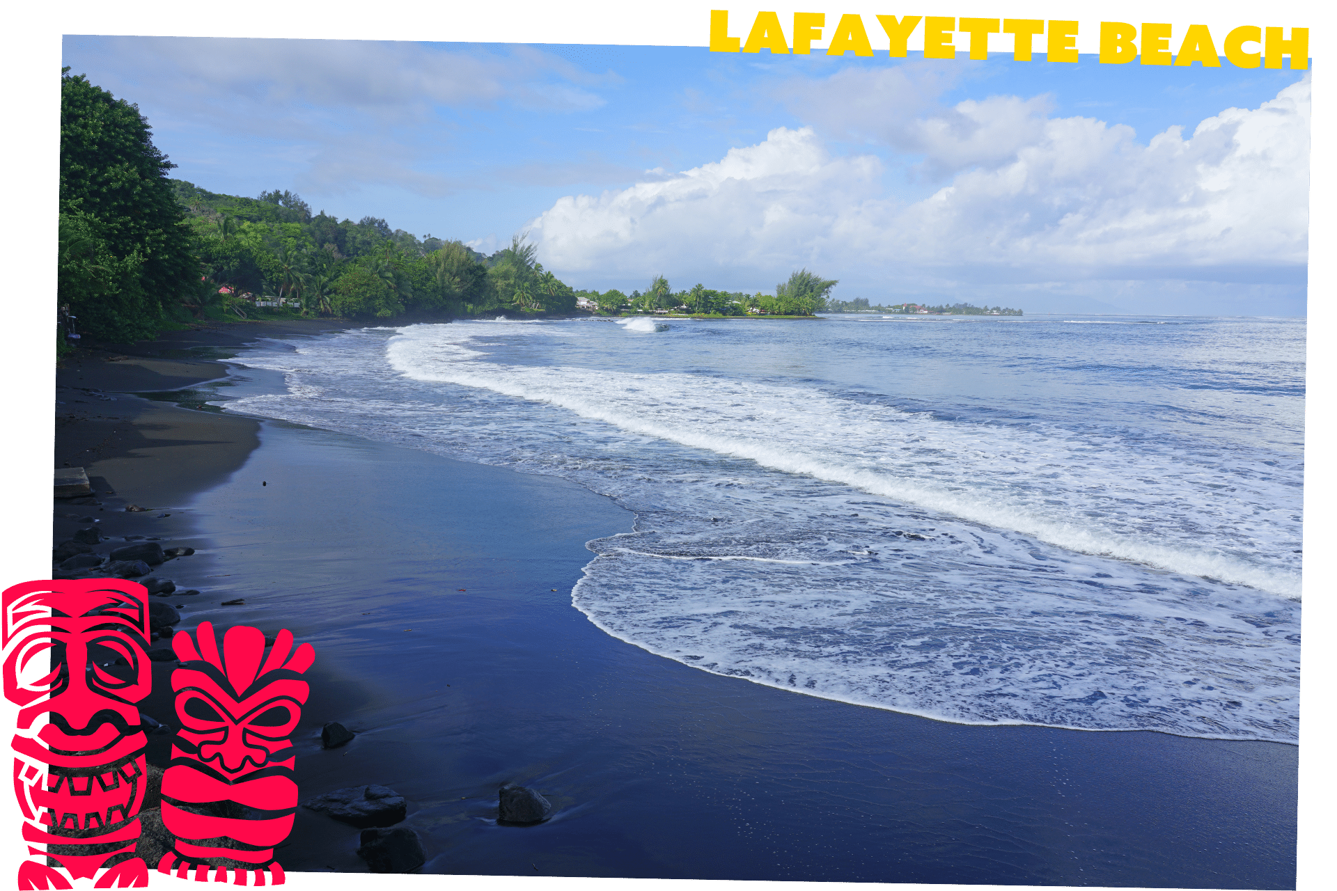The black sands of Lafayette Beach in Tahiti makes it one of the world's most unique beaches.