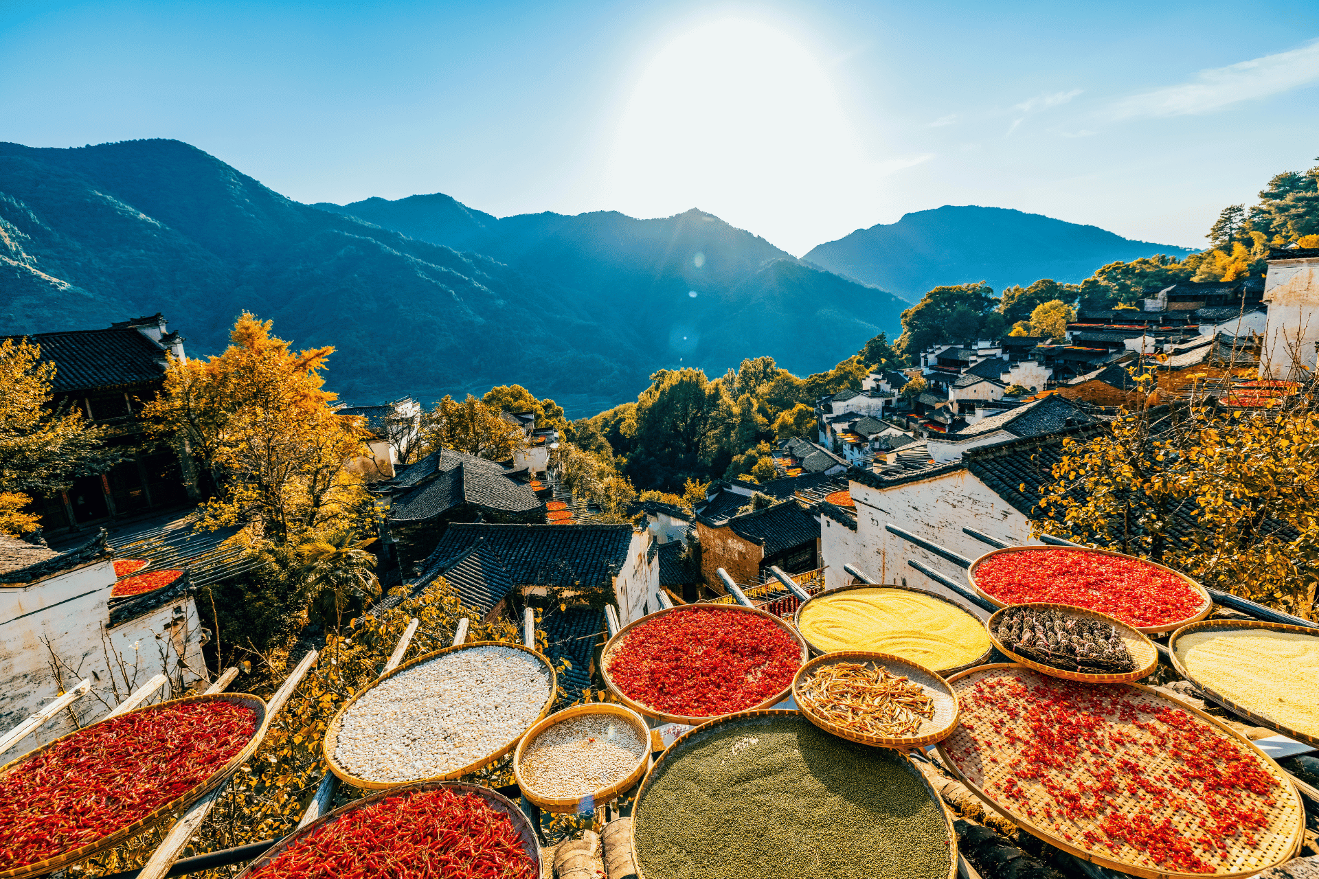 Race Across the World sends the contestants from The Great Wall of China to Huangling. Pictured: The Famous flower terraces of Huangling.