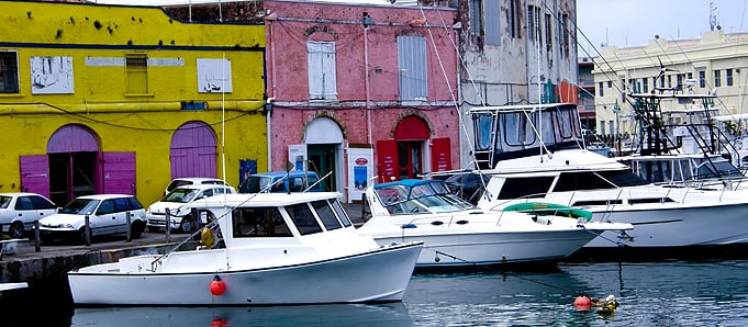 Boats on the water in Barbados